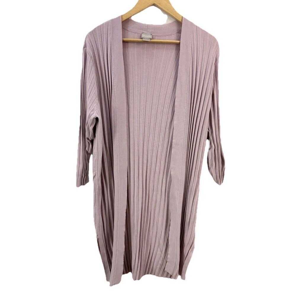 Chico’s Womens Siz 1 (Small) Cardigan Sweater Open Front Stretch Light Purple - Picture 9 of 16